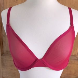 CUUP Plunge mesh bra in Dahlia